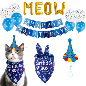 Cat  Birthday Bandana Set