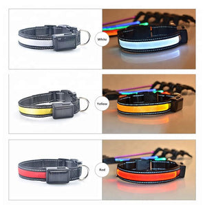 USB and Solar Charge Reflective Led Dog Collar