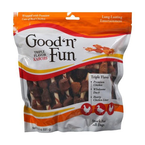 Good'N'Fun Triple Flavored Rawhide Kabobs for Dogs, 1.5 Pound